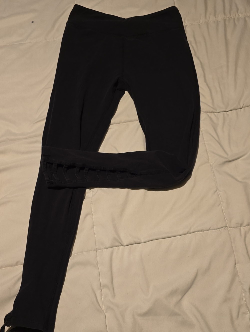 SO Black High-Waist Leggings with Side Lattice Detail